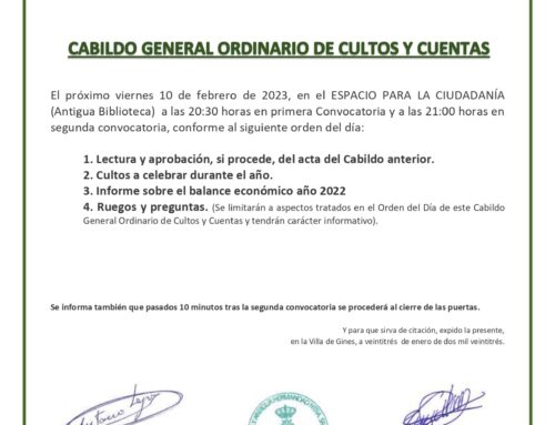 CABILDO GENERAL ORDINARIO DE CULTOS Y CUENTAS